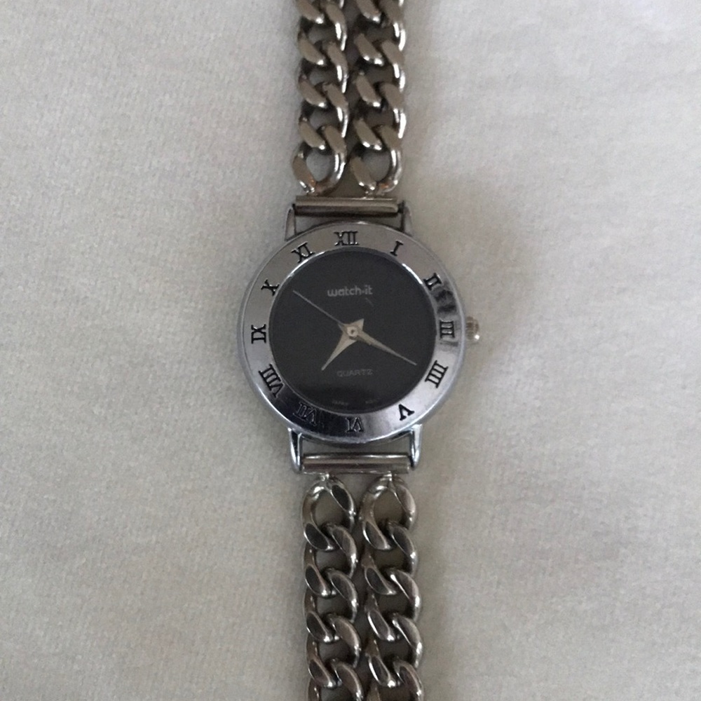 Silver chain bracelet watch